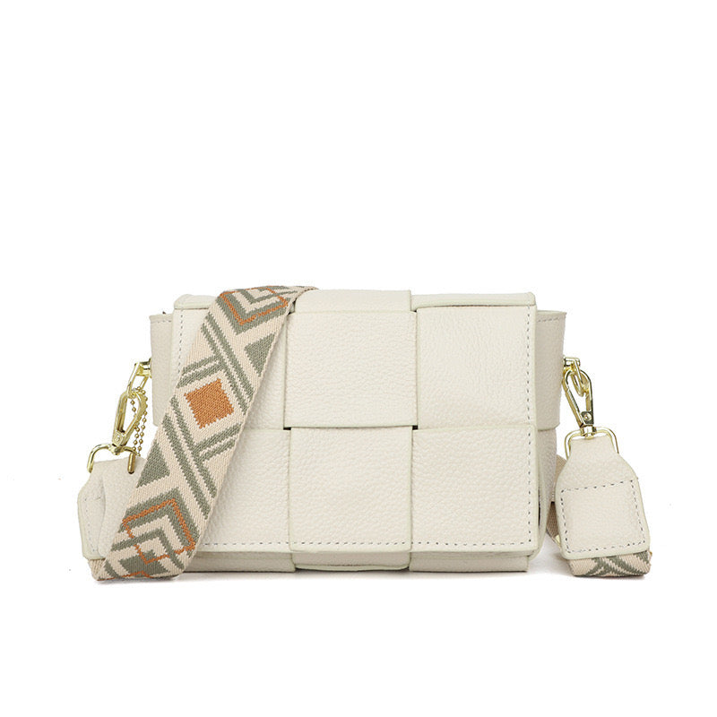 Margot Genuine Leather Cross Weave Fold-Over Crossbody Bag with Suede Pouch