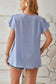 Blueberi B Women's Ruched V-Neck Flounce Sleeve Blouse Polyester Size S-2XL