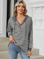Blueberi B Women’s Drawstring Striped Long Sleeve Hoodie Rayon polyester Spandex Sizes S-2XL