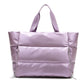 Cotton Blend Metallic Puffer Oversized Tote Bag with Removable Strap