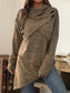 Blueberi B Women’s Asymmetrical Hem Cowl Neck Long Sleeve T-Shirt Polyester Spandex Size S-2XL