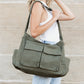 Nova 100% Cotton Canvas Oversized Zip Top Multi-Pocket Messenger Bag