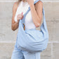 Piper Nylon Cotton Linen Lined Oversized Knot Accent Carryall Messenger Bag