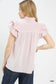 Blueberi Boutique Umgee pink ruffled sleeve textured blouse back view