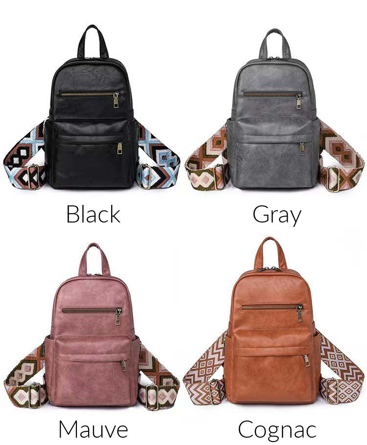 Alba Vegan PU Leather Convertible Backpack Sling Bag with Guitar Straps