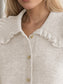 Blueberi B Women’s Frill Button Up Collared Neck Long Sleeve Cardigan Polyester Cotton Size S-XL