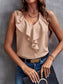 Blueberi B Women's Ruffled V-Neck Tank Polyester Size S-XL