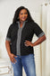 Double Take Women's  Embroidered Notched Neck Top Rayon Polyester Size S-L