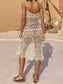 Blueberi B Women’s Openwork Scoop Neck Spaghetti Strap Cover-Up Dress Acrylic One Size