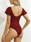Blueberi B Women's Ruffled V-Neck Cap Sleeve One-Piece Swimwear Polyester Size S-2XL