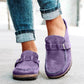 Blueberi B Round Toe Low Heel Buckle Loafers Elastomer PU Leather Size 4-11