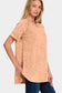 Zenana Women's Heathered Round Neck Short Sleeve Top Cotton Size S-XL