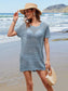 Blueberi B Women’s Openwork Round Neck Short Sleeve Cover-UP Viscose Size S-XL