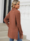Blueberi B Women’s Slit Mock Neck Long Sleeve T-Shirt Rayon Polyester Spandex Size S-2XL