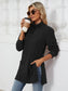Blueberi B Women’s Slit Mock Neck Long Sleeve T-Shirt Rayon Polyester Spandex Size S-2XL