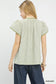 Umgee V-Neck Olive Stripe Top with lace trim, puff sleeves