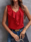Blueberi B Women's Ruffled V-Neck Tank Polyester Size S-XL