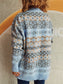 Blueberi B Women’s Geometric Round Neck Dropped Shoulder Sweater Polyester Acrylic One Size