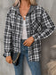 Blueberi B Women's Plaid Long Sleeve Hooded Jacket Cotton Polyester Size S-2XL