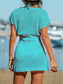 Blueberi B Women's Openwork V-Neck Short Sleeve Cover Up Polyester Size S-L
