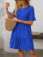 Blueberi B Women’s Mandy Ruffled Ruched Round Neck Half Sleeve Dress Polyester Size S-2XL