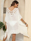 Blueberi B Women's Cutout Ruffled Half Sleeve Cover-Up Polyester One Size