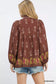 Umgee women's rosewood floral boho blouse back view
