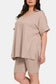Zenana Women's Full Size V-Neck Short Sleeve Slit T-Shirt and Shorts Set Polyester Spandex Size S-3XL