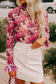 Blueberi B Women’s FloralTurtleneck Long Flounce Sleeve Blouse Polyester Elastane Size S-XL