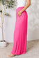 Double Take Women’s Full Size Smocked Wide Waistband Wide Leg Pants Rayon Spandex Size S-3XL