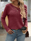 Blueberi B Women's Ribbed V-Neck Long Sleeve T-Shirt Rayon Polyester Size S-2XL