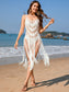 Blueberi B Women's Fringe Openwork Spaghetti Strap Swimsuit Cover-Up Acrylic Size S-XL