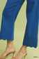 Umgee Scallop Hem Wide Leg Pants - ocean blue with scalloped hem, close-up bottom detail