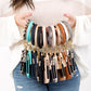 Gold Hardware Key Ring ID Wallet Zip Bracelet with Hidden Zipper Pocket & Tassel | 4" x 3"