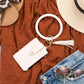 Gold Hardware Key Ring ID Wallet Zip Bracelet with Hidden Zipper Pocket & Tassel | 4" x 3"