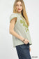 Blueberi Boutique Umgee v-neck stripe top lace trim avocado color short sleeves side view