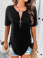 Blueberi B Women's Half Zip Half Sleeve T-Shirt Polyester Viscose Elastane Size S-XL