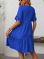 Blueberi B Women’s Mandy Ruffled Ruched Round Neck Half Sleeve Dress Polyester Size S-2XL