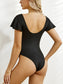 Blueberi B Women's Ruffled V-Neck Cap Sleeve One-Piece Swimwear Polyester Size S-2XL