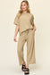 Double Take Women’s Full Size Texture Round Neck Short Sleeve T-Shirt and Wide Leg Pants Polyester Spandex Size S-3XL
