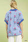 Umgee blue/white striped embroidered button-front boho blouse back view