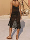 Blueberi B Women’s Openwork Scoop Neck Spaghetti Strap Cover-Up Dress Acrylic One Size