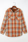 Blueberi B Women’s Plaid Button Up Long Sleeve Hooded Jacket Polyester  Size S-2XL