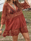 Blueberi B Women's Lace Detail Plunge Cover-Up Dress Rayon Polyester One Size