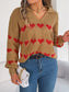 Blueberi B Women’s Heart Johnny Collar Long Sleeve Sweater Acrylic Size S-L