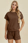 Double Take Women’s Full Size Texture Short Sleeve Top and Shorts Set Polyester Elastane Size S-3XL