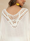 Blueberi B Women's Cutout Ruffled Half Sleeve Cover-Up Polyester One Size