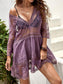 Blueberi B Women's Lace Detail Plunge Cover-Up Dress Rayon Polyester One Size