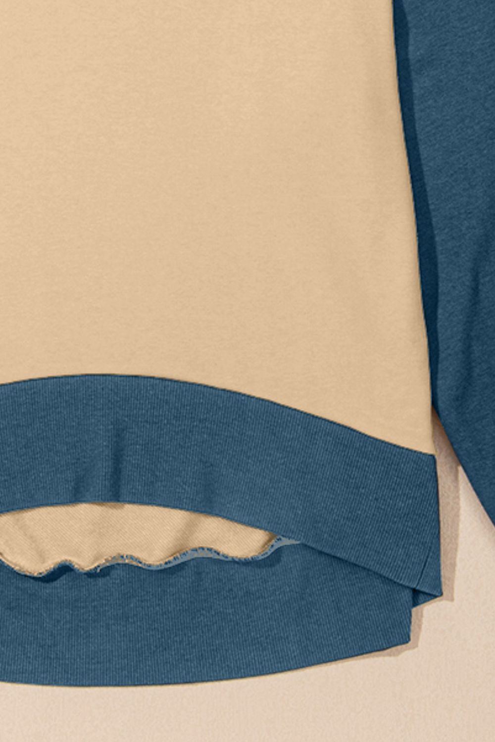 Blueberi B Women's Contrast Round Neck Long Sleeve Sweatshirt Polyester Cotton Size S-2XL