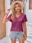 Double Take Women’s Ruched V-Neck Short Sleeve T-Shirt Polyester Rayon Spandex Size S-2XL